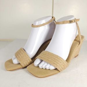 Jeffrey Campbell Women's Sailboat US8,5 Jute Leather Ankle Strap Wedge Sandals